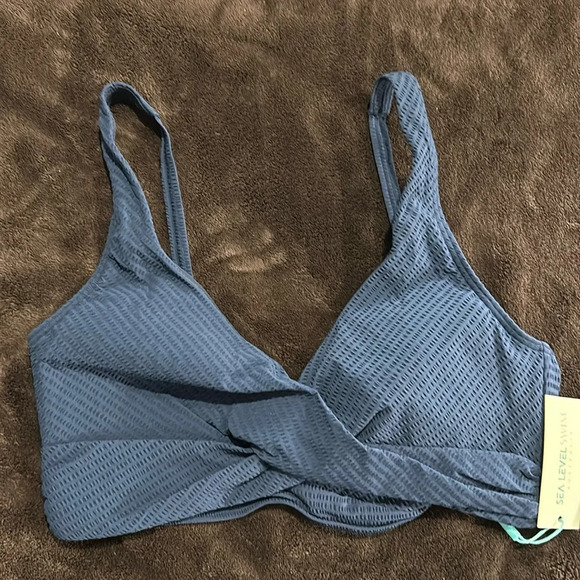 Nwt Sea level swim storm blue bikini top US size 12 - Picture 3 of 6